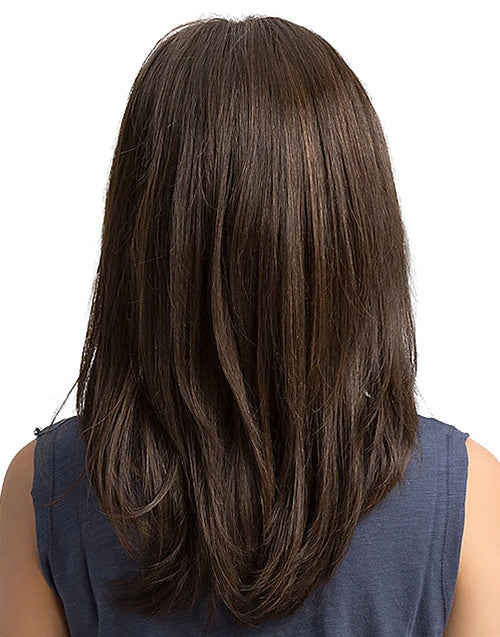 Annie- True-hold Cap Medium Length Dark Brown Color Layered Cut 13x4 Glueless Lace Front Wigs