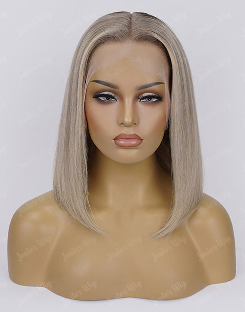 Lana-New In Straight Ombre Ash Blonde Bob Wig 13X4 Lace Front Human Hair Wig