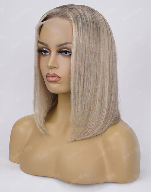 Lana-New In Straight Ombre Ash Blonde Bob Wig 13X4 Lace Front Human Hair Wig