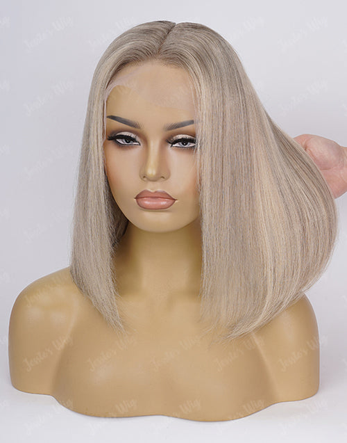 Lana-New In Straight Ombre Ash Blonde Bob Wig 13X4 Lace Front Human Hair Wig