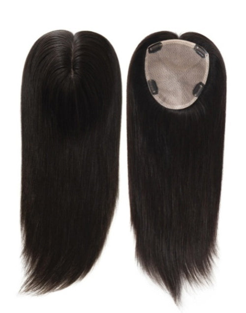 5.5"X6" Clip In Human Hair Topper With Silk Top All Over Diamond Net Cover 14-16 Inch