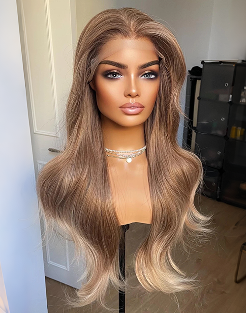 Sisley-Updo Style 13x6 Ombre Icy Blonde Wigs 360 Full Lace Pre plucked Human Hair Wigs