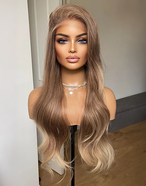Sisley-Updo Style 13x6 Ombre Icy Blonde Wigs 360 Full Lace Pre plucked Human Hair Wigs