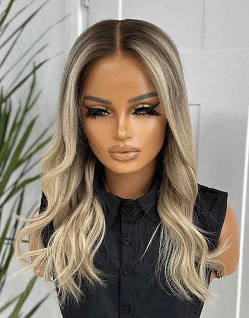 Stella- Ombre Blonde Balayage Wavy 13x4 Lace Front Wig – Beginner-Friendly Human Hair Wig