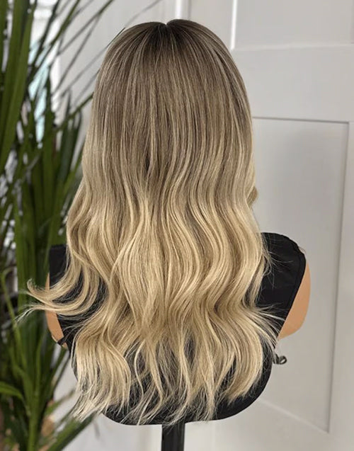 Stella- Ombre Blonde Balayage Wavy 13x4 Lace Front Wig – Beginner-Friendly Human Hair Wig