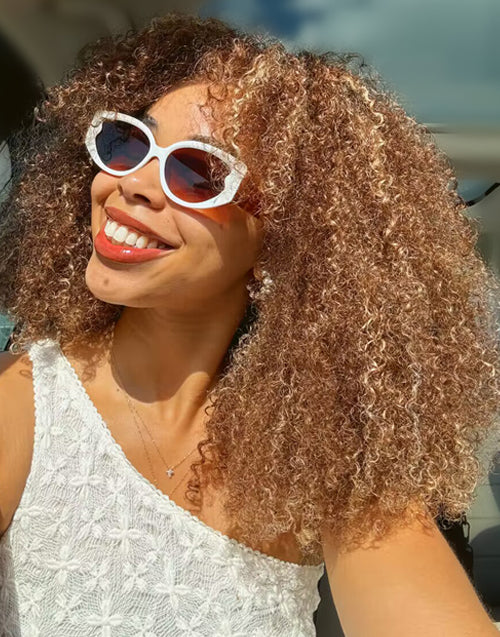 18" Highlight Finger Coily Curly Wigs 7X5 Pre Cut Lace 200% Density Flash Deal