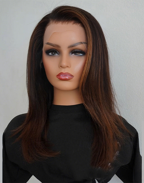 Upstage-True-Hold Cap 13x4 5.5x5.5  Glueless Ombre Brown Highlights Human Hair Lace Wigs