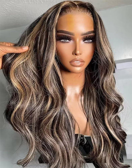 18" Mixed Honey Blonde Wavy Wig Smart-Fit Pull Go Gluless 13x5 Pre Cut Lace Wig Flash Deal