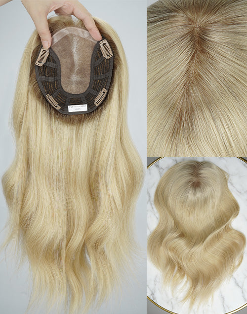 6"x7" 16" Women Topper Hair Toupee Fine Mono Wefted Top Piece Cuticle Brazilian Hair TP18