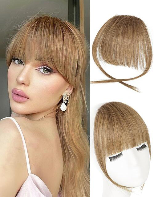 #8/#613/#18/Black/Dark Brown/Medium Brown/Soft Brown Clip in Bangs Daily Wear Real Human Hair Clip On Bangs