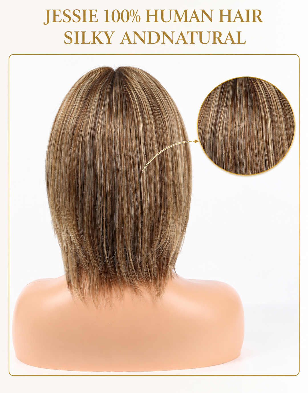 Zuza- Glueless Brown Mixed Blonde Straight Layered Cut Bob Wig With Bangs 5.5x5.5 Wig For Women