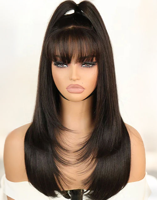 Gina- Smart-Fit Pull Go Face Framing Layered Wig With Air Bangs Pre Everything 7X5 Partingmax Glueless Wigs