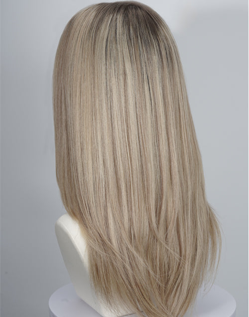 Samina- Ombre Ash Blonde Balayage Layered Straight Wig True-Hold Glueless Wig