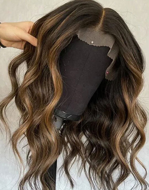[18"=16" Price +$50] Balayage Brown Body Wave 13x4 Lace Front Wig Flash Deal