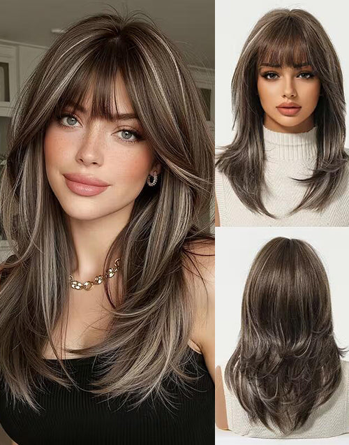 Barbara- Minimalist Lace Highlight Blonde Layer Cut Straight Wig With Bangs For Women