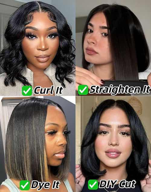 Zila- Double Drawn Bone Straight 2×6 Lace Bob Wig Raw Hair Pre Cut 5x5 Lace Wig High Density
