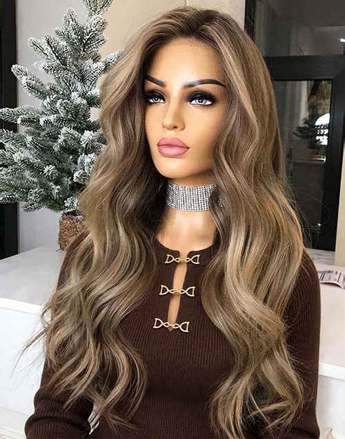 22"=20" Price Ash Blonde Highlight Wavy 13x4 Lace Wig With Dark Roots Flash Deal