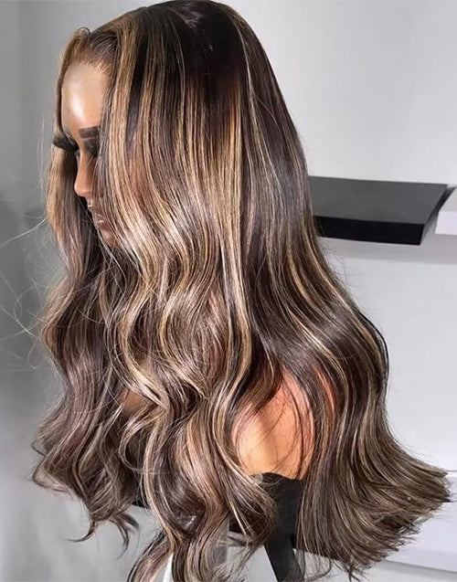 Lara- Smart-Fit Pull Go Gluless Freetress Cap 13x5 Lace Wig Mixed Honey Blonde Wavy Wig Human Hair