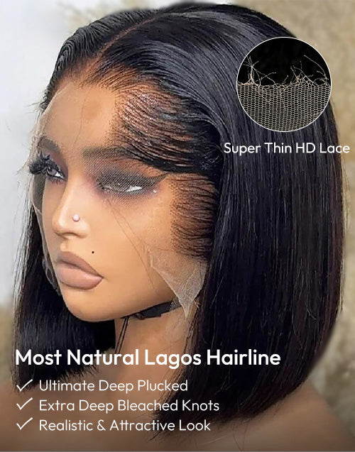 Seamless M Shape Hairline Straight Bob Wig Real HD Lace 13x5 Pre Everything Glueless Wig