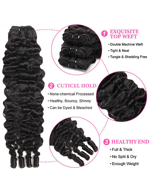 Burmese Curly 3/4 Bundles With 5x5 Lace Closure 100% Human Hair 10A Grade Natural Black