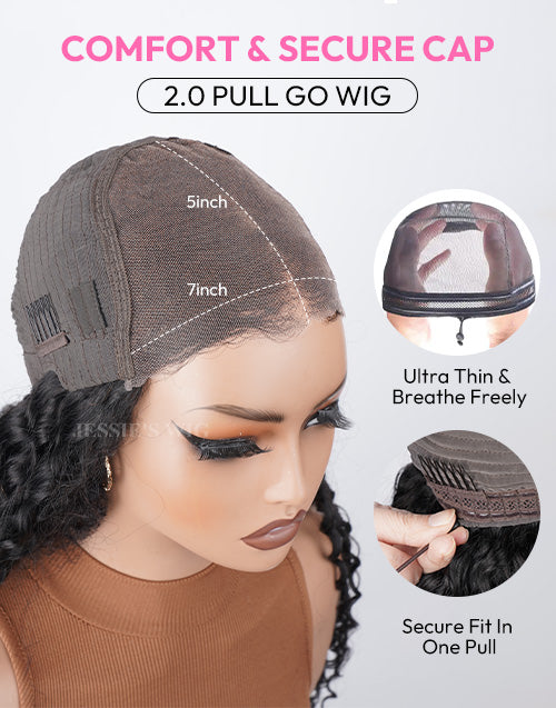 Yoselin- Side Bangs Layered Cut Wavy Glueless Wig Pre Cut Lace Pull Go Wig