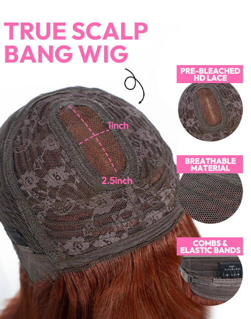 Brenda- Curly Hair Wig With Bangs Minimalist Lace Wig True Scalp Wig With Human Hair Bangs