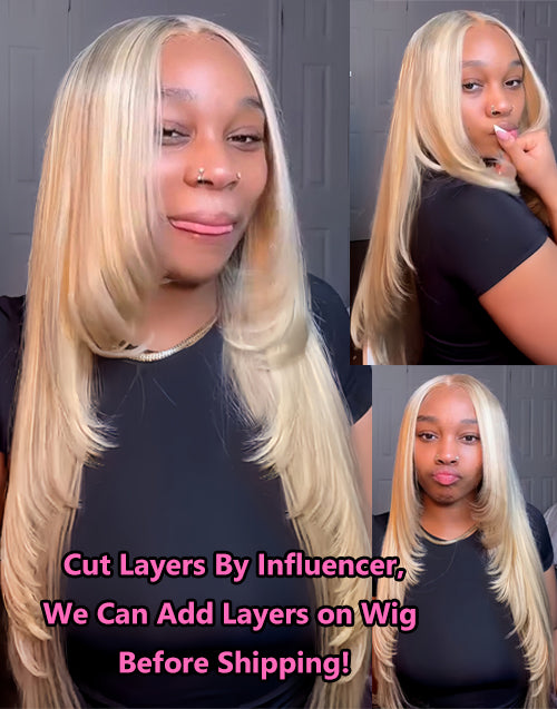 Yuli-Super Deal Ombre Golden Blonde Balayage Brown Highlight Straight 13x6 Lace Front Wig Medium Cap Size Limited