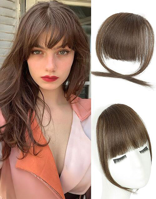 Soft Brown Color Clip in Bangs For Women 100% Real Human Hair Clip On Bangs Daily Wear