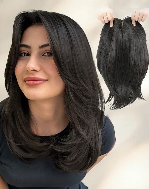 Custom Natural Black Color 5.5X6 Human Hair Topper For Thinning Hair Or Hair Loss