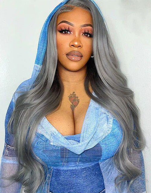 Moli-Sliver Grey 13x6 Lace Body Wave Lace Front Glueless Human Hair Wig
