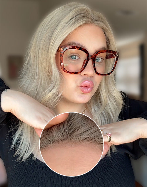 Carrie- Celebrity Collaboration Ombre Ash Blonde Wavy True-Hold Glueless Bob Wig Human Hair For Women