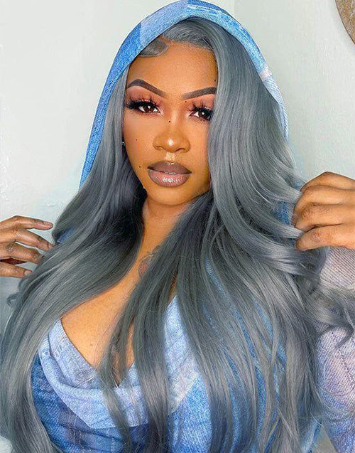 Moli-Sliver Grey 13x6 Lace Body Wave Lace Front Glueless Human Hair Wig