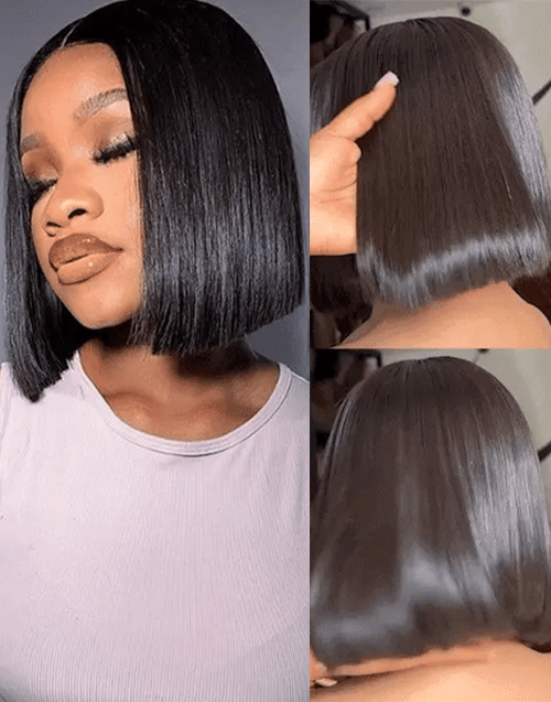 Zila- Double Drawn Bone Straight 2×6 Lace Bob Wig Raw Hair Pre Cut 5x5 Lace Wig High Density