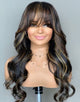 [Ready To Ship Only For US] Cheryl- Highlight Honey Blonde Body Wave Wig With Curtain Bangs Glueless Pre Cut Lace Wigs