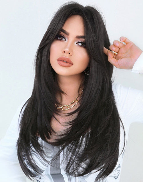 Elva- Pre Cut Lace 13x5 Glueless Curtain Bang Wigs Natural Look Beginner Friendly Wigs With Bangs