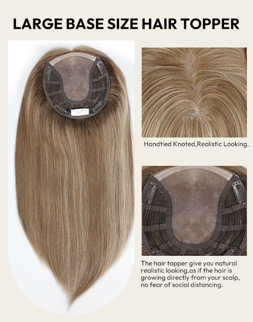 Large base human hair topper detailed infographics