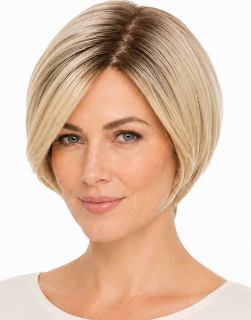 Trisha- 7x4.5 Mono Lace Ombre Blonde Straight Bob Wig Side Part