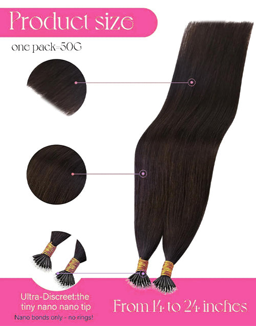 nano hair extensions real human hair