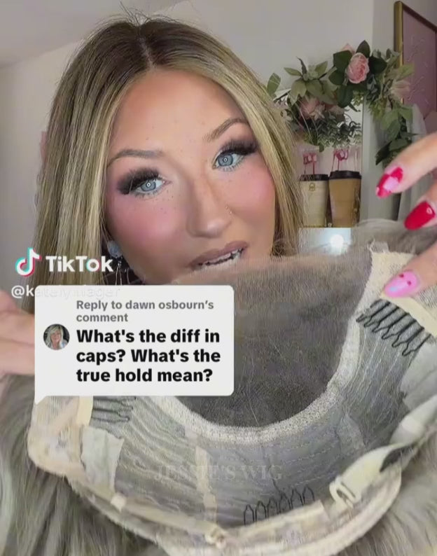 Judy- Sandy Beige Blonde With Ash Root Curtain Bangs True-Hold Glueless Straight Bob Wig Human Hair