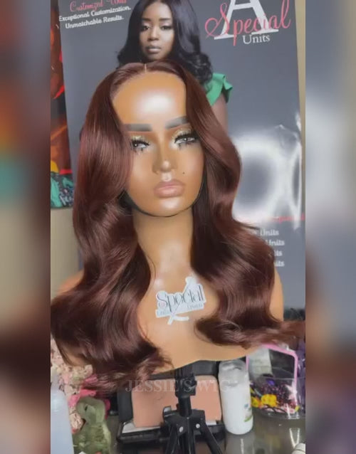 Geta- Smart-Fit Pull Go Auburn Brown Loose Wavy Glueless Wig Pre Cut Lace