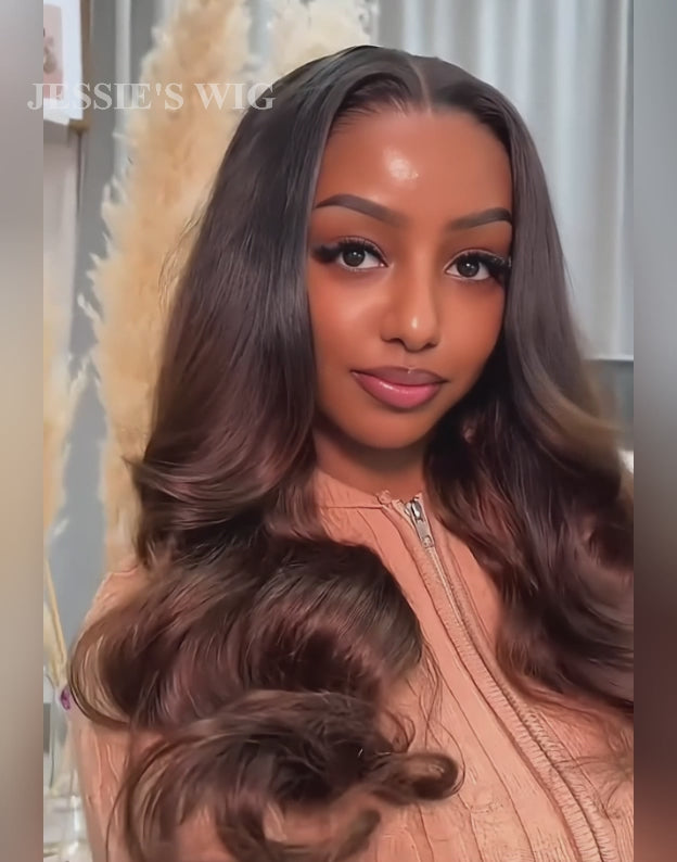 16" Ombre Brown Body Wave Pre Cut Lace Glueless Wig Flash Deal