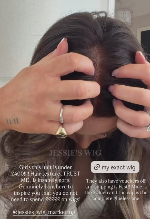 Hedy-Mushroom Brown And Blonde Balayage Wavy 13x4 Lace Front Glueless Wigs Human Hair