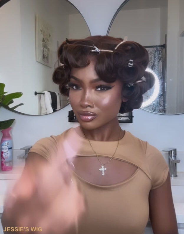 Eartha- NEW Glueless Curtain Bangs Wig Pre Everything 13X5 7X5 Chocolate Brown #4 Glueless Wavy Wig