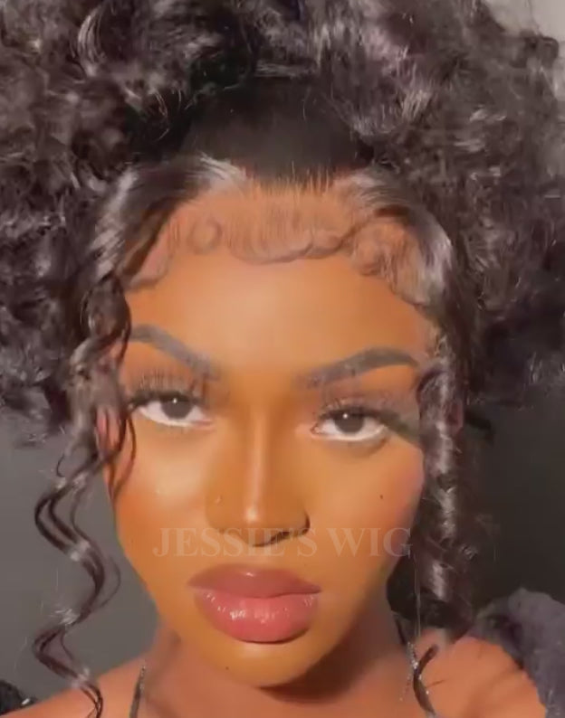 Celeste- Curly Invisi Strap Snug Fit 360 Lace Wig Easily Half Up Half Down Look Pre Cut Lace Wig