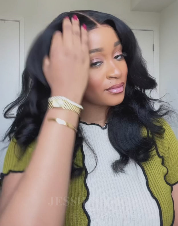 22" Kinky Straight Wave Wig 2 Styles Randomly Transform 7x5 Pre Cut Lace Flash Deal