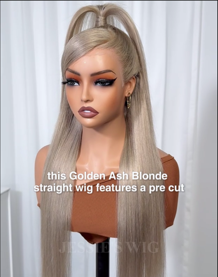 Callie- Golden Ash Blonde Color Straight Pre-cut 13x6 Lace Glueless Wig