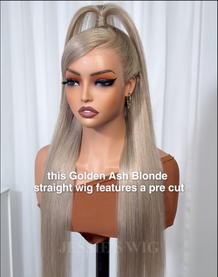 Callie- Golden Ash Blonde Color Straight Pre-cut 13x6 Lace Glueless Wig