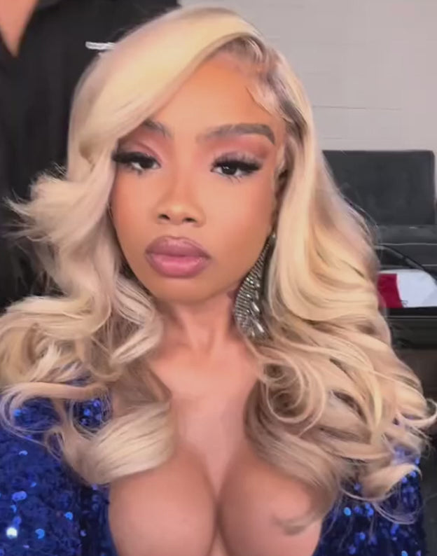 Yuli-Super Deal Ombre Golden Blonde Balayage Brown Highlight Straight 13x6 Lace Front Wig Medium Cap Size Limited
