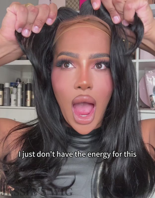 Carol- Pre Cut 9x6 Lace Wavy Layer Cut Glueless Wig With Curtain Bangs Human Hair