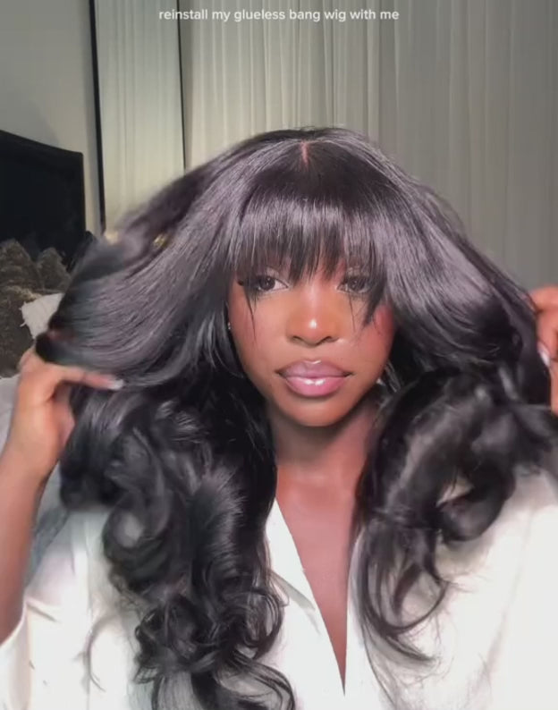 Cara- Pre Everything Glueless 13x5 Body Wave Lace Front Wig With Bangs Crystal HD Pre Cut Lace Human Hair Wig